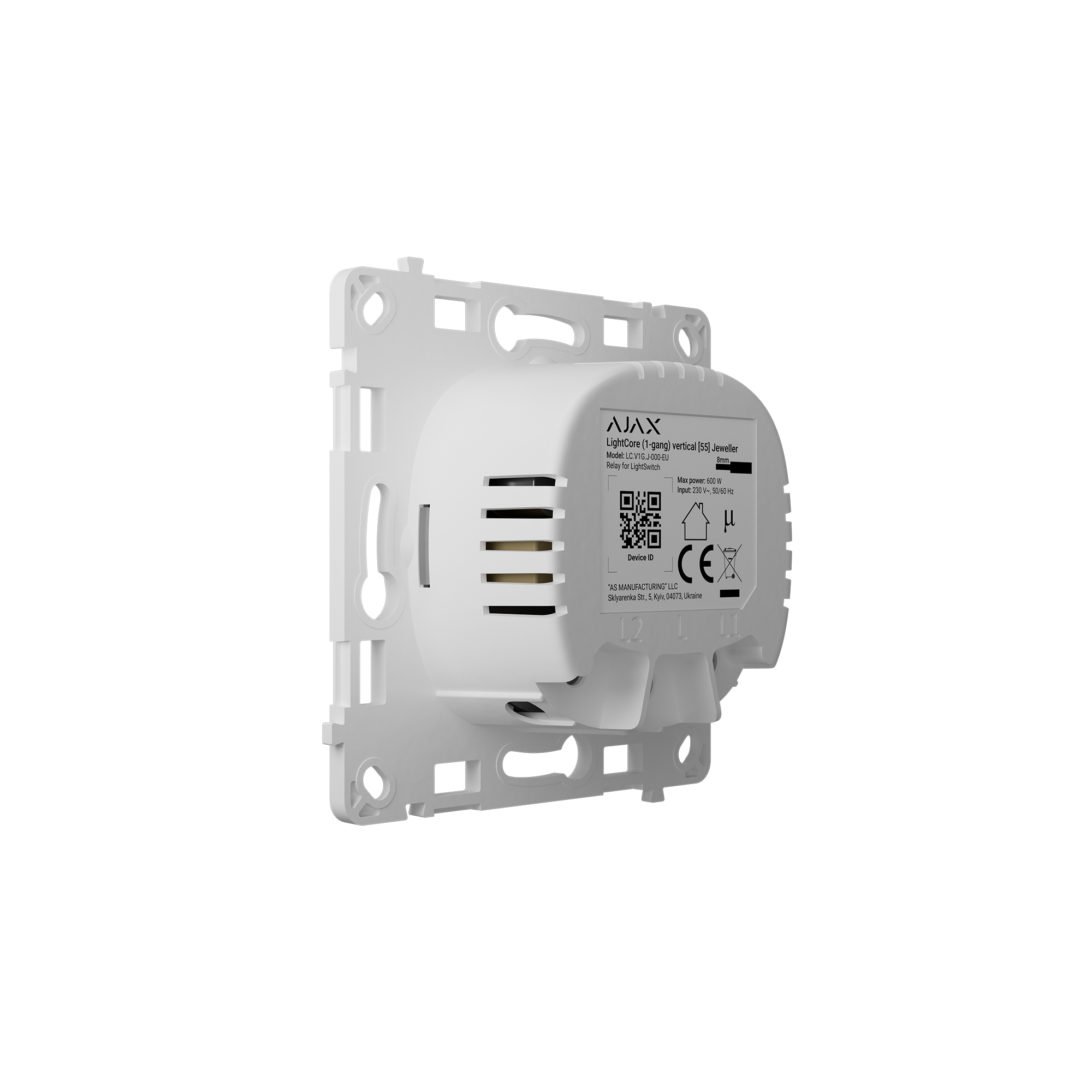 Modul intrerupator wireless circuit simplu AJAX LightCore 1-gang vertical