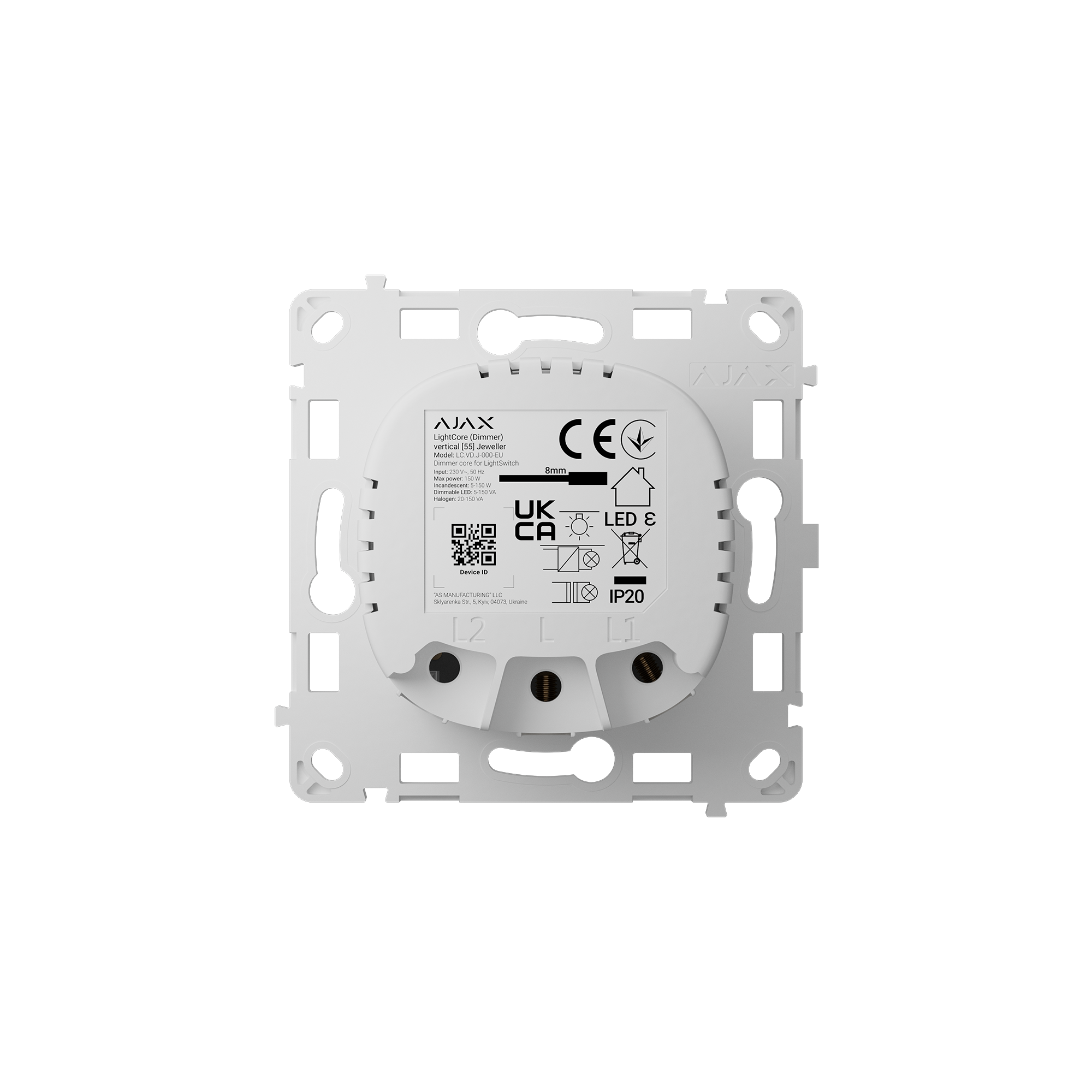 Modul intrerupator wireless dimabil AJAX LightCore (Dimmer) vertical