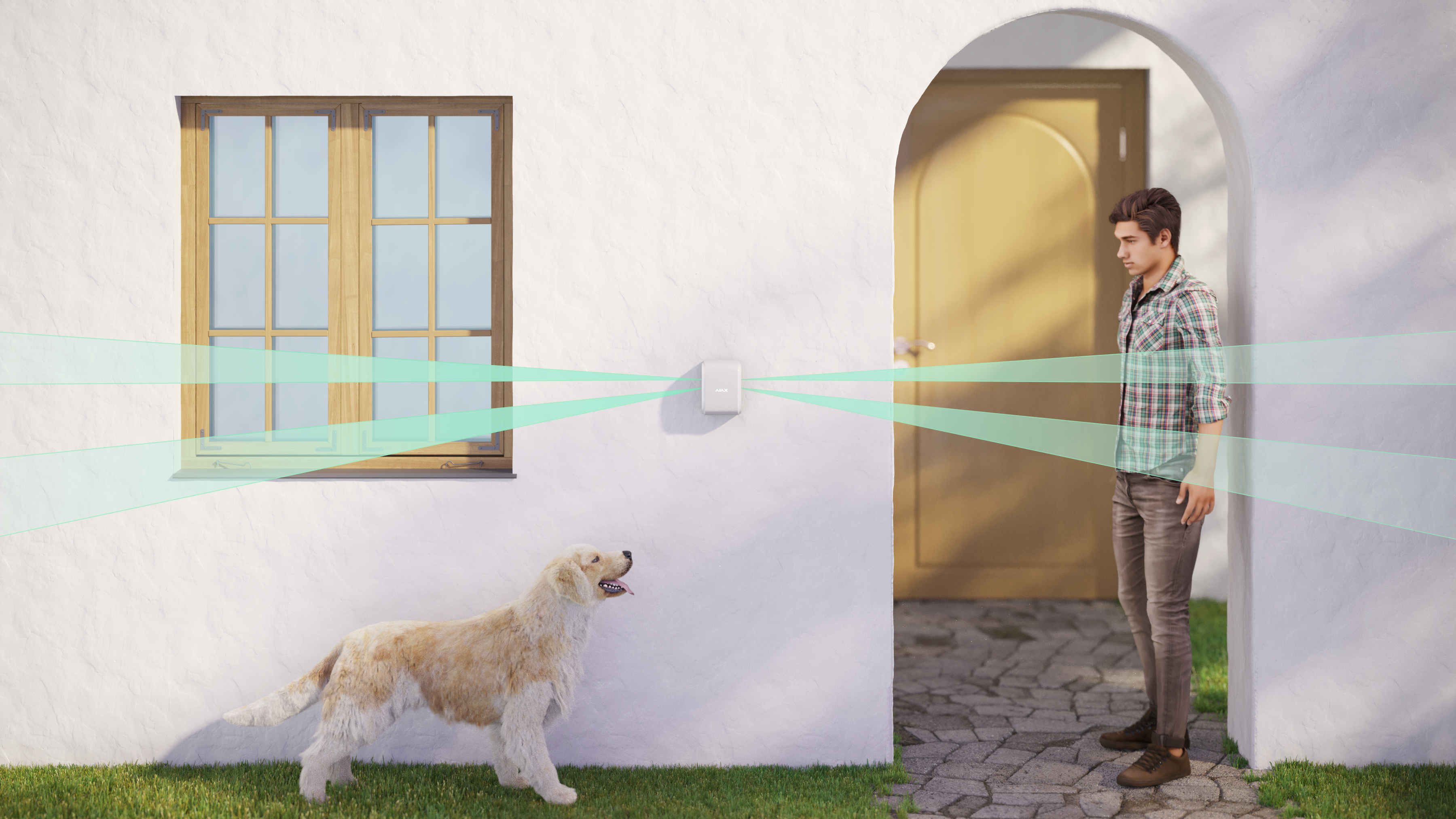 Detector PIR wireless cortina exterior, AJAX DualCurtain Outdoor, oferind protecție eficientă pentru casa ta.
