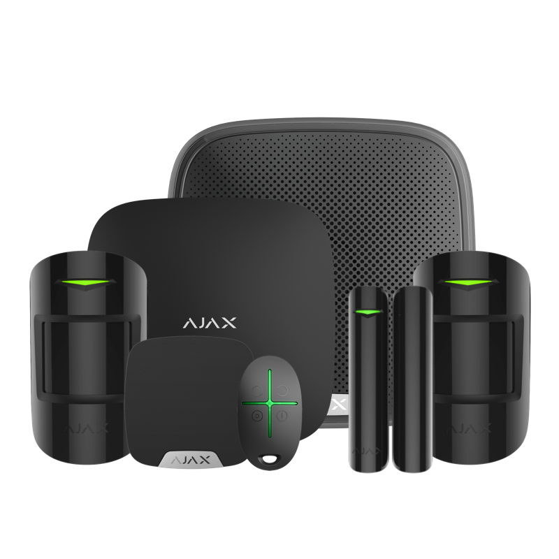 Alarma AJAX Home/Office (tip B) include unități centrale, detectoare și sirene pentru protecția locuinței.