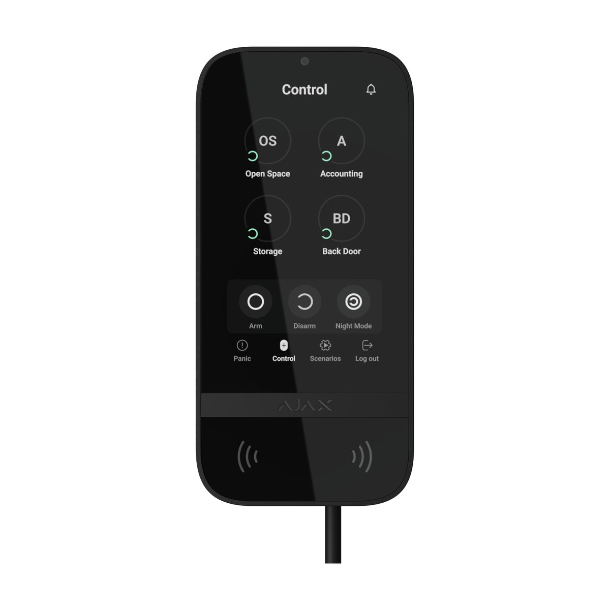 Tastatură touchscreen cu fir AJAX Superior KeyPad TouchScreen Fibra - negru