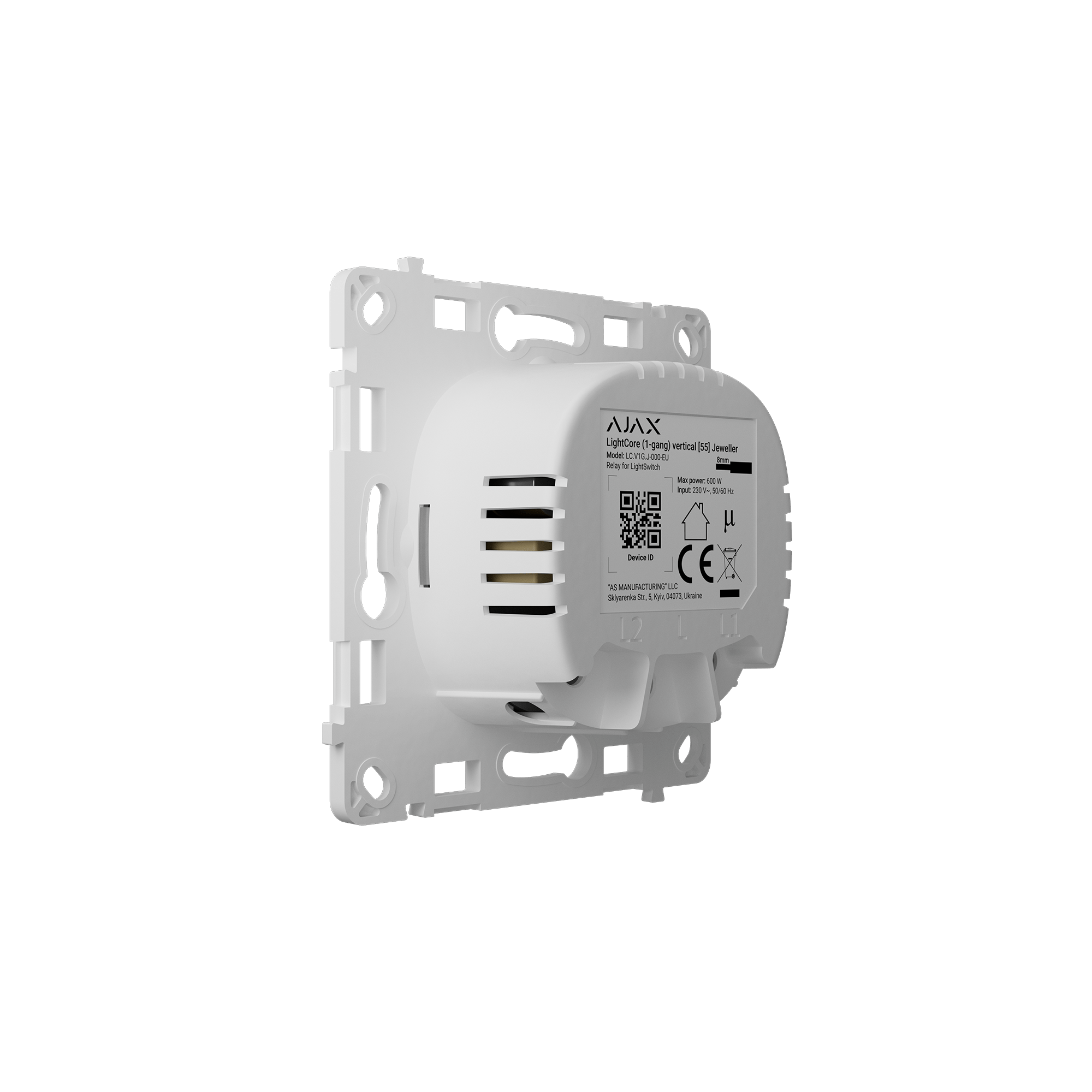 Modul intrerupator wireless circuit simplu AJAX LightCore 1 - gang vertical - maxbi