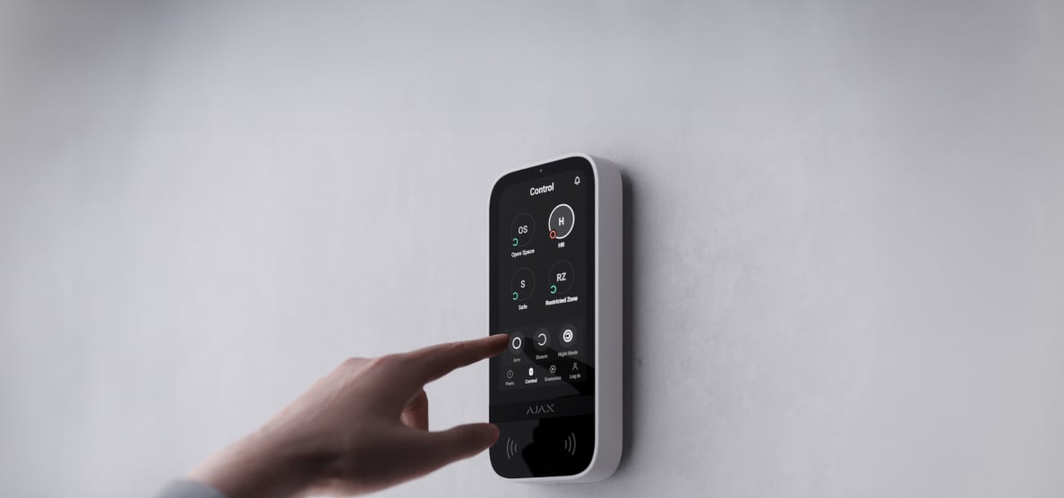 Tastatură touchscreen cu fir AJAX Superior KeyPad TouchScreen Fibra