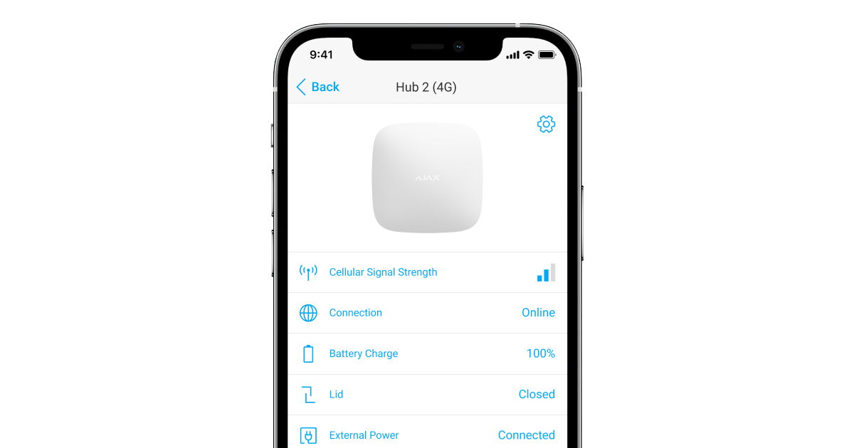 Centrala alarma wireless AJAX HUB 2 (2G) cu interfață prietenoasă pentru monitorizarea sistemului de securitate.