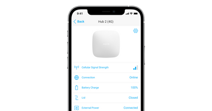 Centrala alarma wireless AJAX HUB 2 (2G) cu interfață prietenoasă pentru monitorizarea sistemului de securitate.