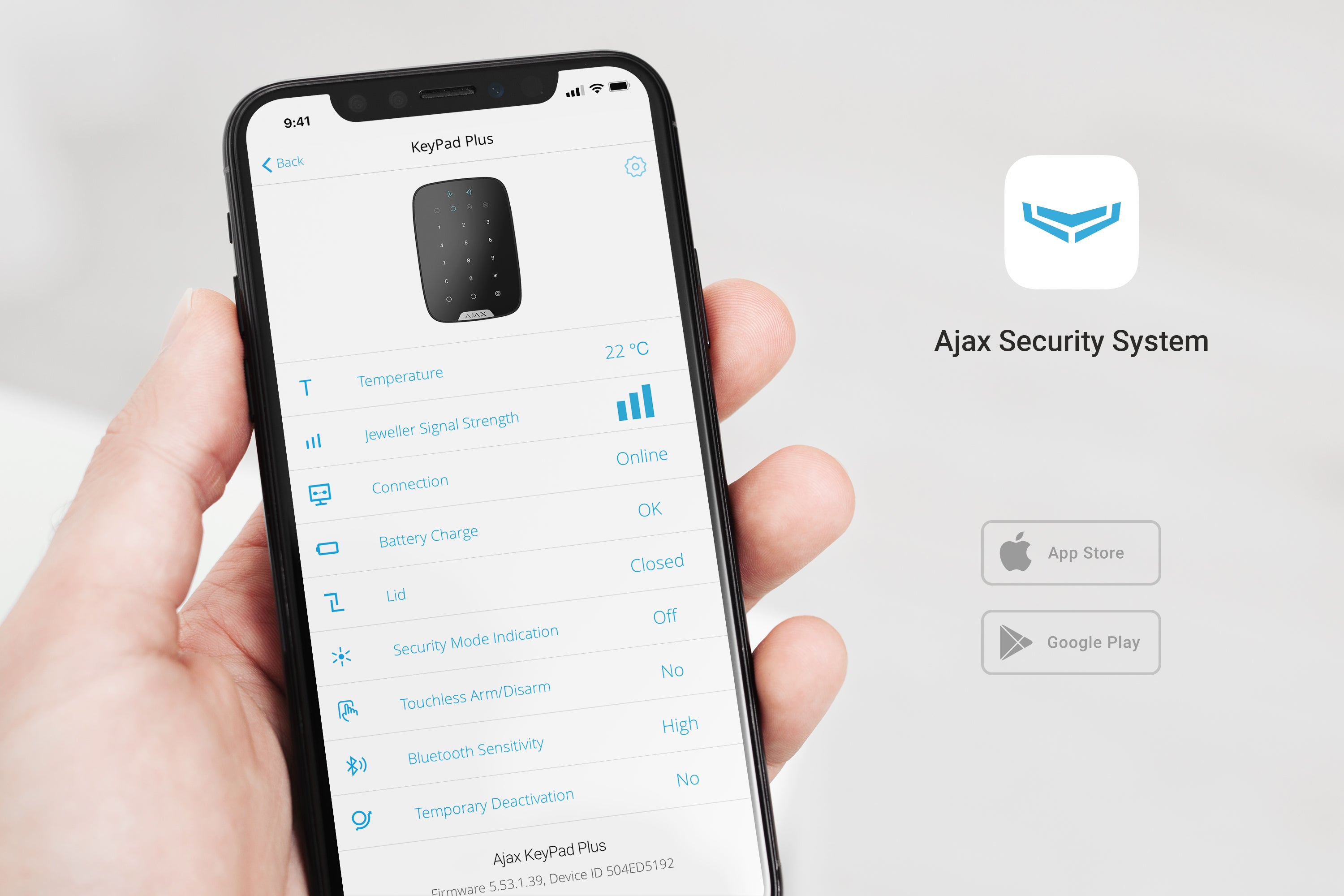 Tastatura wireless, AJAX Keypad Plus Jeweller