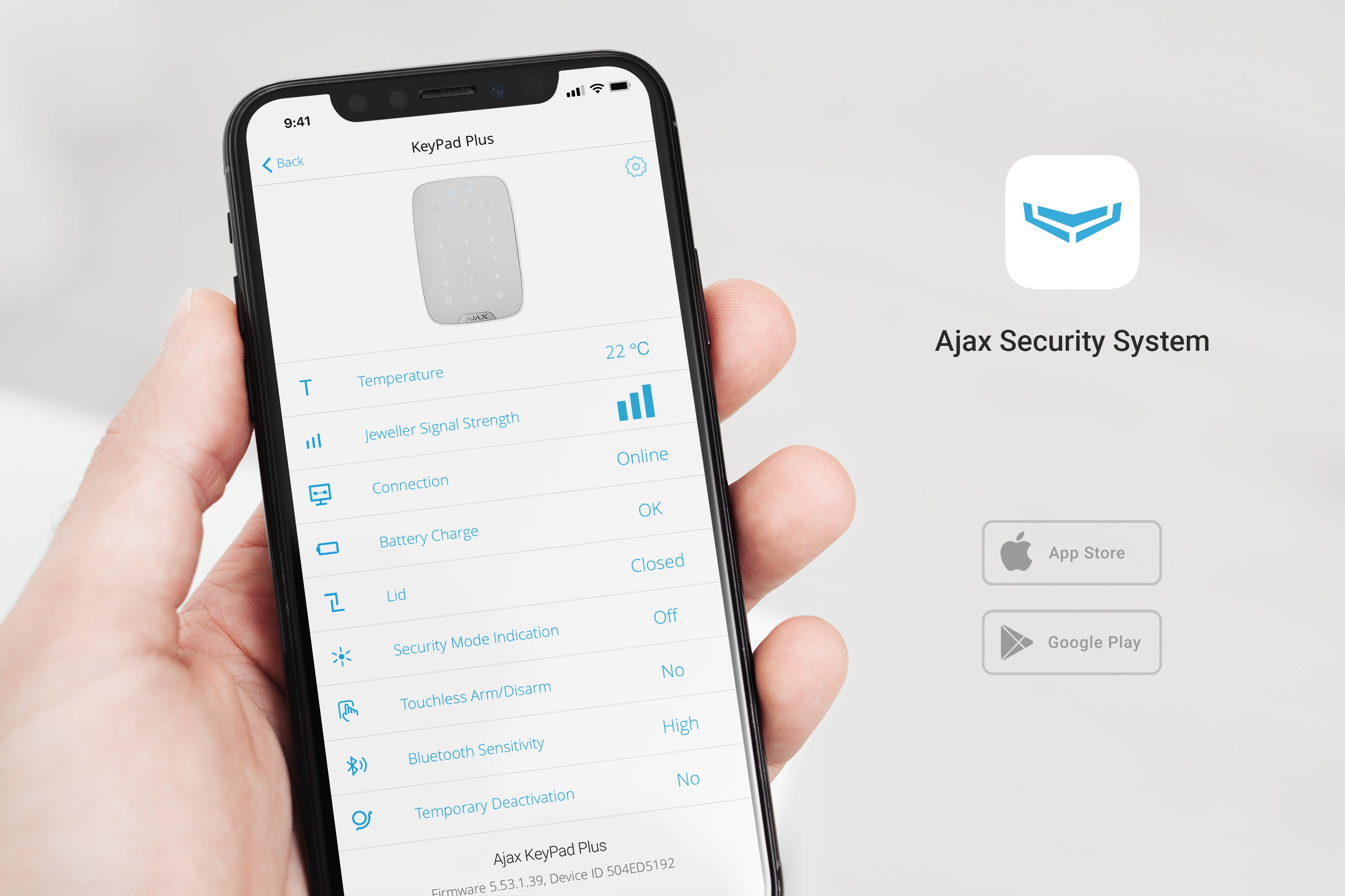 Tastatura wireless, AJAX Keypad Plus Jeweller