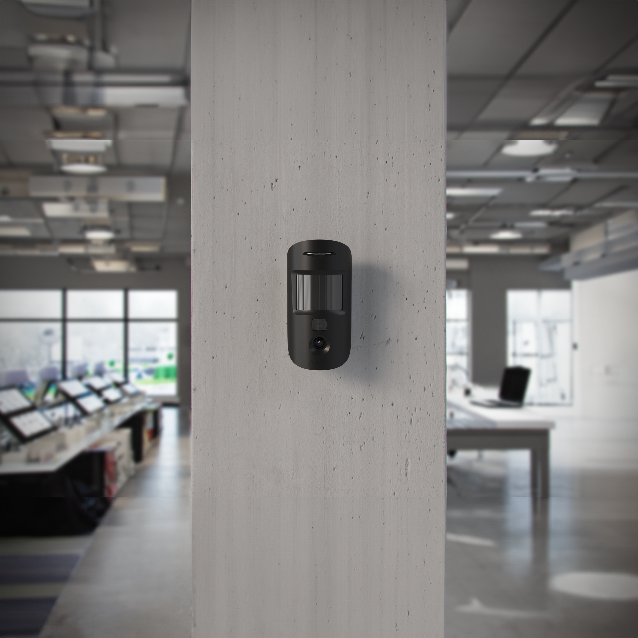 Detector PIR wireless cu Camera foto AJAX MotionCam, ideal pentru securizarea locuinței moderne.