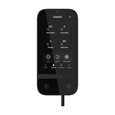 Tastatură touchscreen cu fir AJAX Superior KeyPad TouchScreen Fibra - negru
