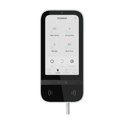 Tastatură touchscreen cu fir AJAX Superior KeyPad TouchScreen Fibra - alb
