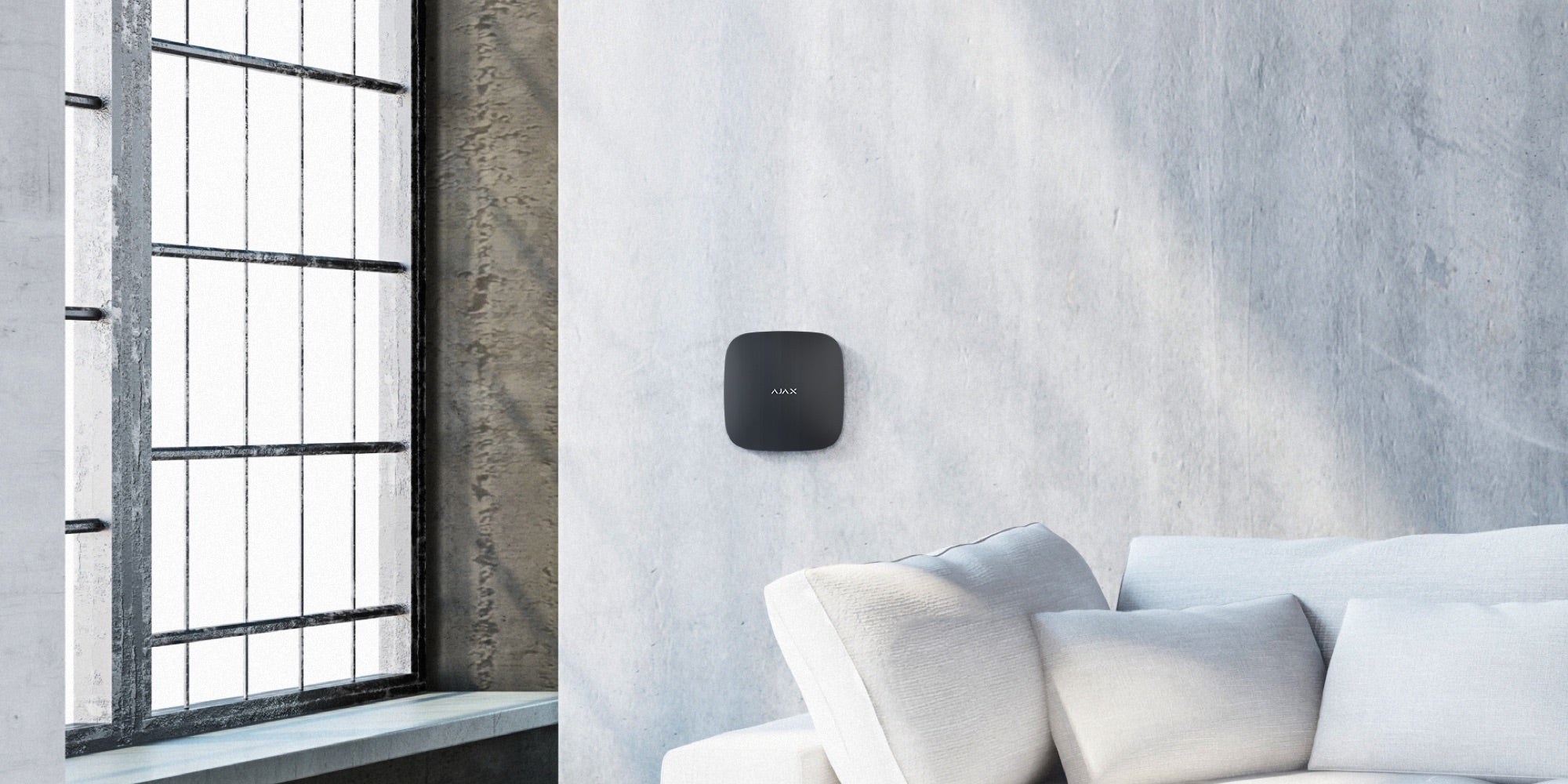 Extender wireless, AJAX ReX 2, amplasat pe perete, îmbunătățește semnalul Wi-Fi în orice mediu.