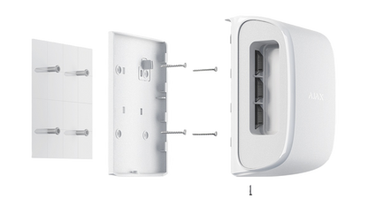 Detector PIR wireless cortina exterior, AJAX DualCurtain Outdoor, ideal pentru instalare ușoară și protecție eficientă.